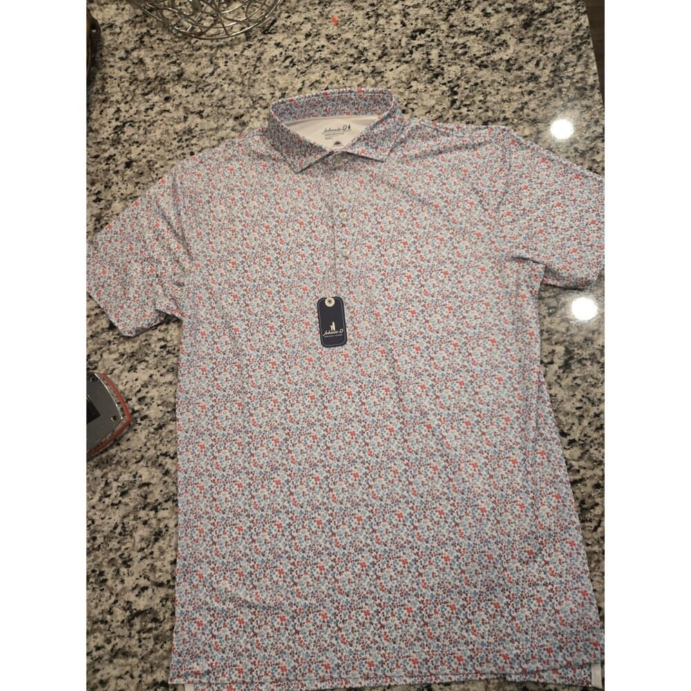 johnnie-O Men's Performance Polo Shirt  UPF 50 Size S Golf Preppy Floral NWT